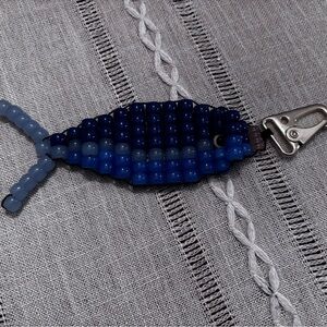 Free People Blue Beaded Fish Bag Charm NWOT